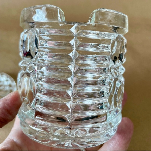 Vintage Indiana Clear Diamond Cut Glass Sugar Bowl with Lid - Picture 5 of 7